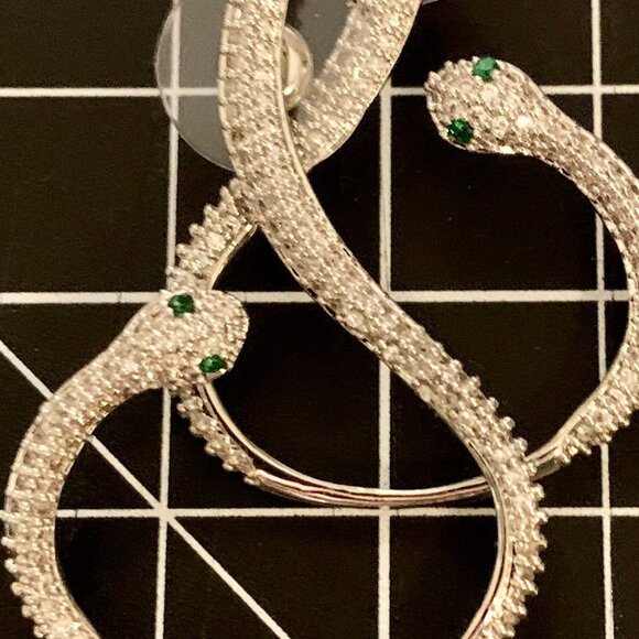 Silver Snake Dangle Earrings - Picture 7 of 7